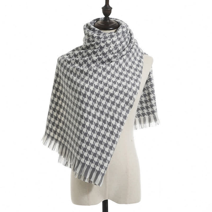 Sciarpa unisex classica in finto cashmere con motivo pied de poule - Grigio - image 12