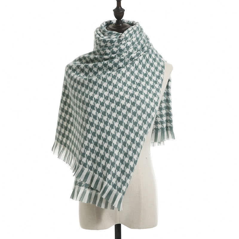 Sciarpa unisex classica in finto cashmere con motivo pied de poule - Verde - image 18