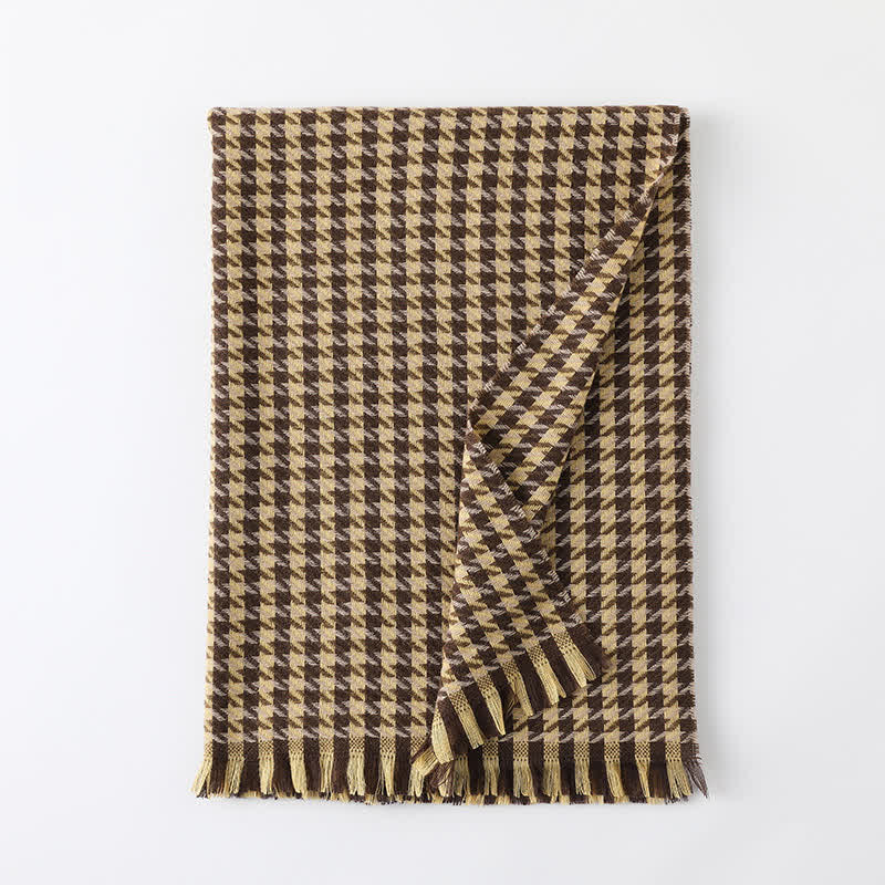 Sciarpa unisex classica in finto cashmere con motivo pied de poule - Cachi e caffè - image 27