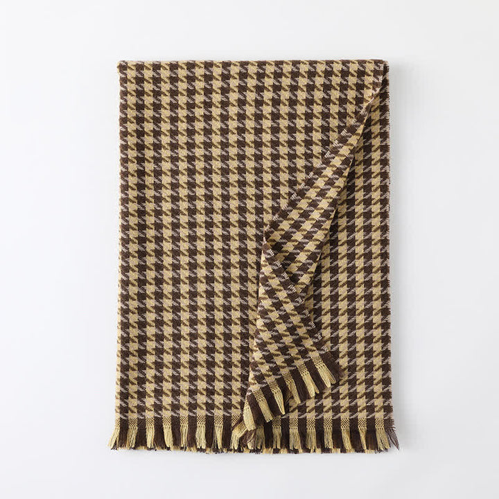 Sciarpa unisex classica in finto cashmere con motivo pied de poule - Cachi e caffè - image 27