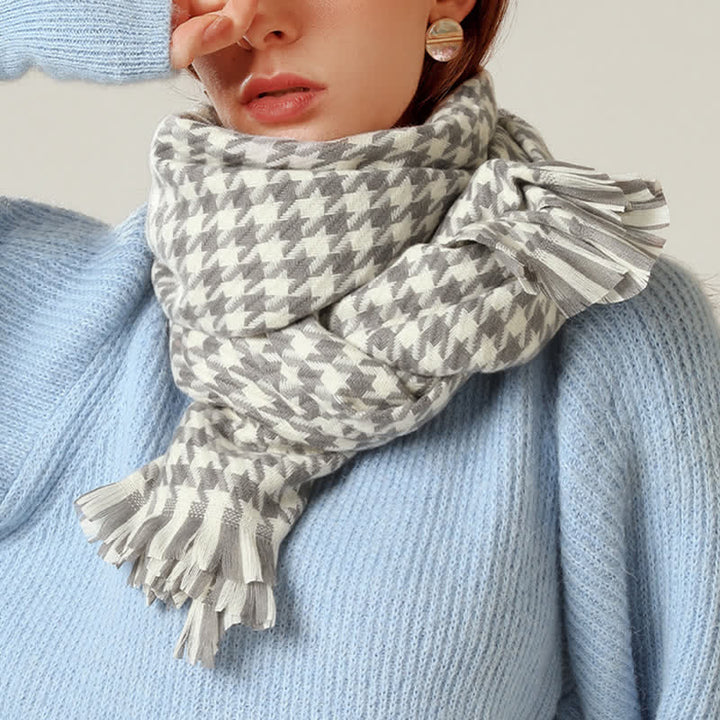 Sciarpa unisex classica in finto cashmere con motivo pied de poule - image 13