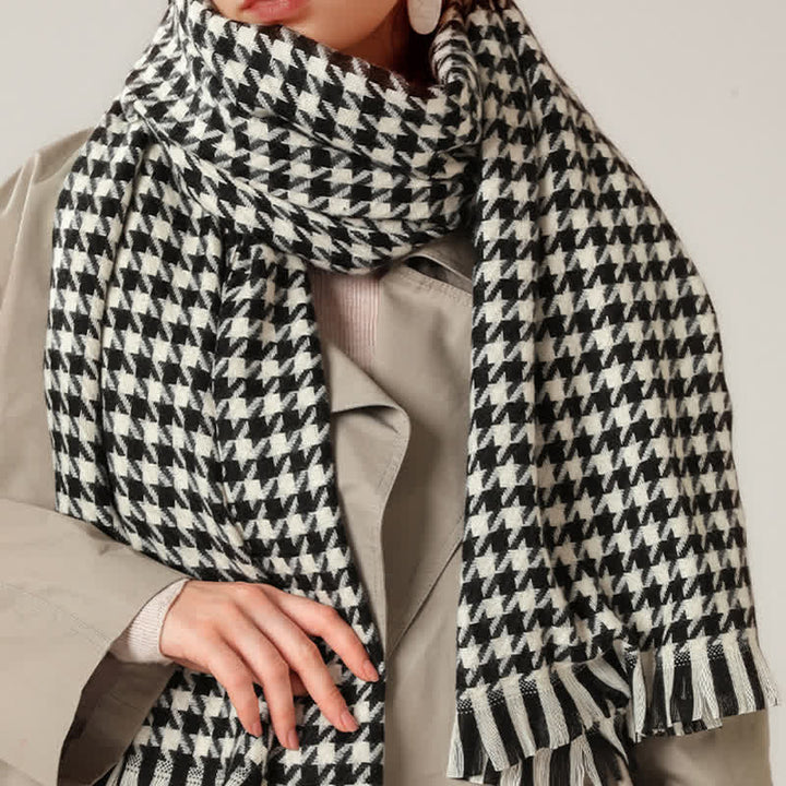 Sciarpa unisex classica in finto cashmere con motivo pied de poule - image 1