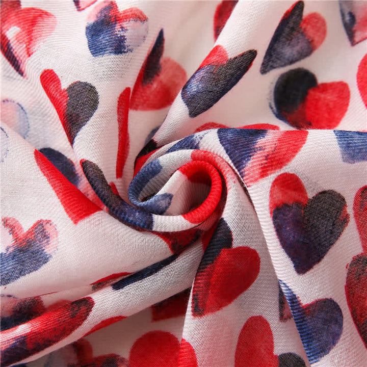 Sciarpa sottile con nappa a cuore rosso Happiness da donna
