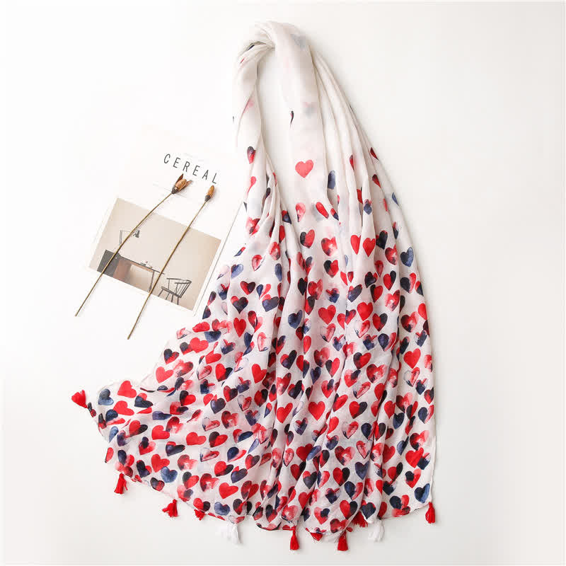Sciarpa sottile con nappa a cuore rosso Happiness da donna - image 4