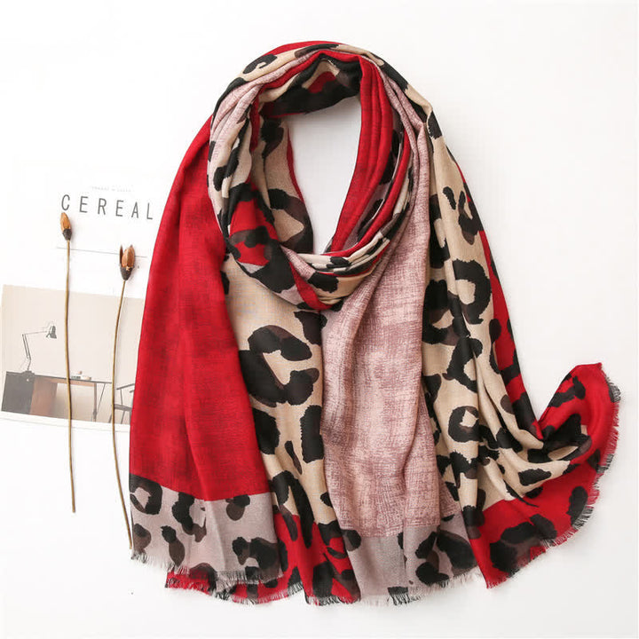 Sciarpa sottile grande con stampa leopardata da donna
