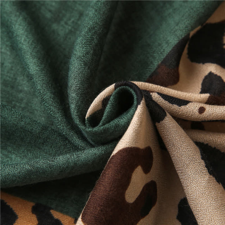 Sciarpa sottile grande con stampa leopardata da donna