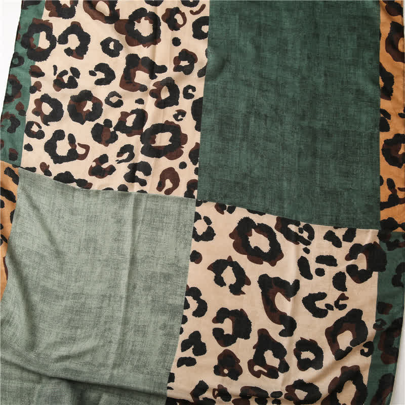 Sciarpa sottile grande con stampa leopardata da donna