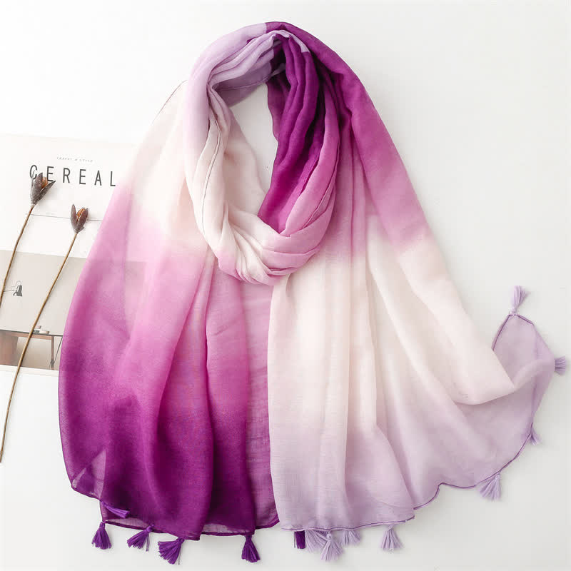 Sciarpa sottile con sfumatura di colore unica e fresca da donna - Viola - image 13
