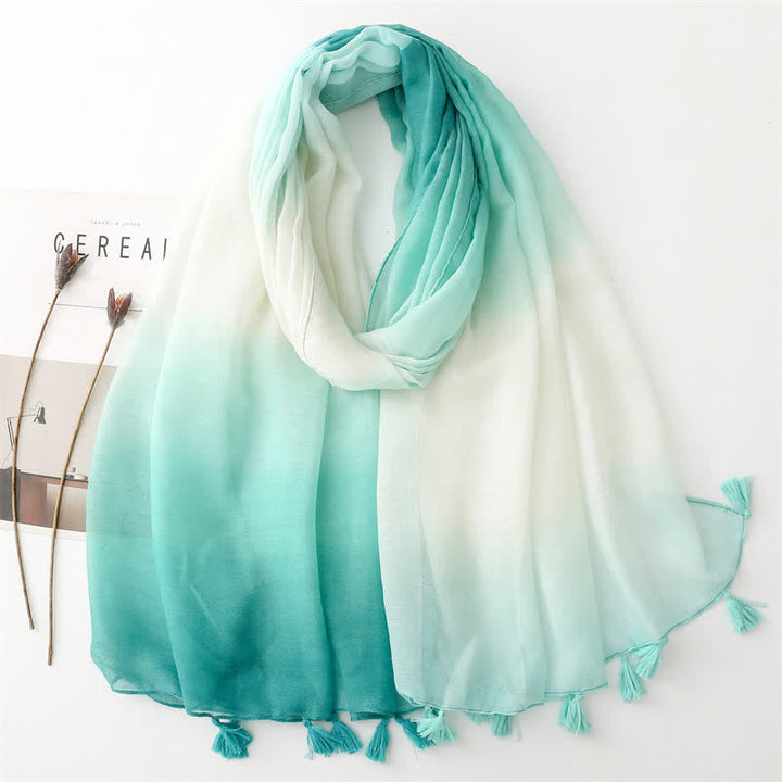 Sciarpa sottile con sfumatura di colore unica e fresca da donna - Verde - image 8
