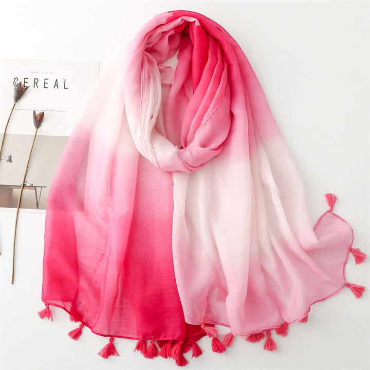 Sciarpa sottile con sfumatura di colore unica e fresca da donna - Rosso - image 16