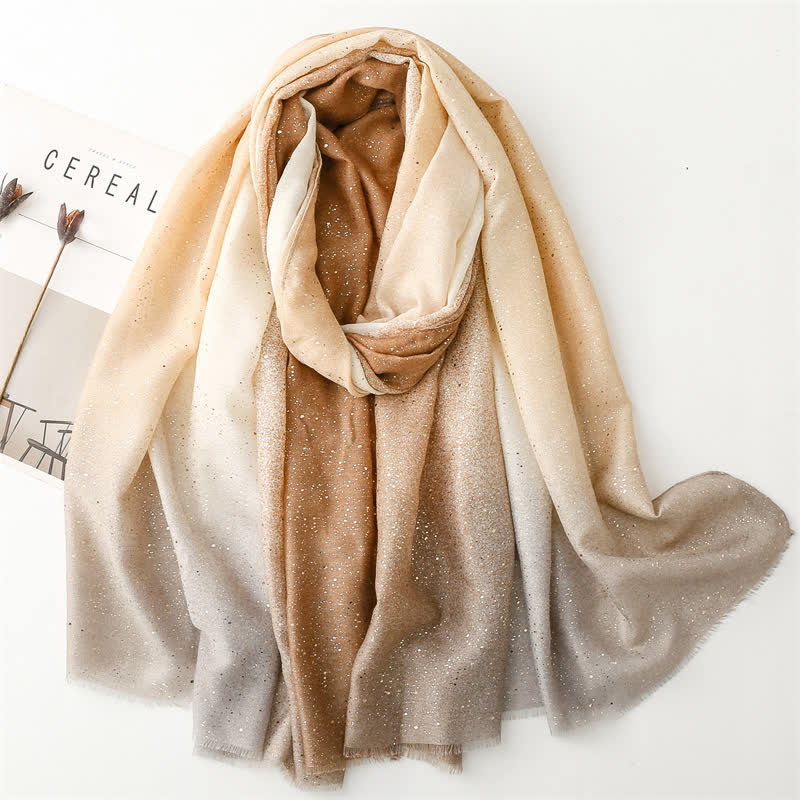 Sciarpa sottile elegante da donna con stampa a lamina e colore sfumato