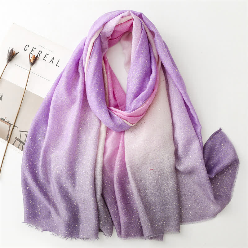 Sciarpa sottile elegante da donna con stampa a lamina e colore sfumato