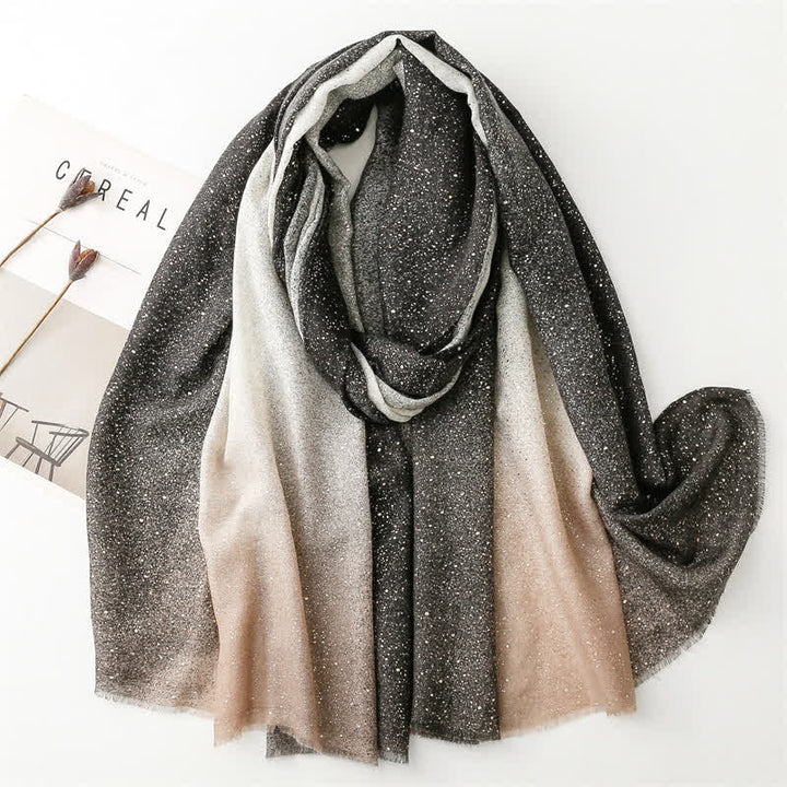 Sciarpa sottile elegante da donna con stampa a lamina e colore sfumato
