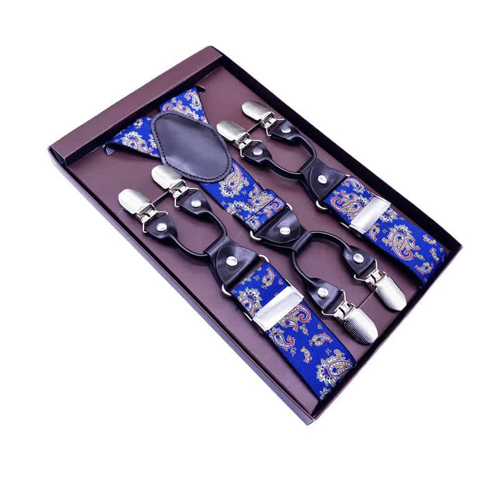 Bretelle regolabili classiche a righe con motivo Paisley a 6 clip - Stile n. 5 - image 8