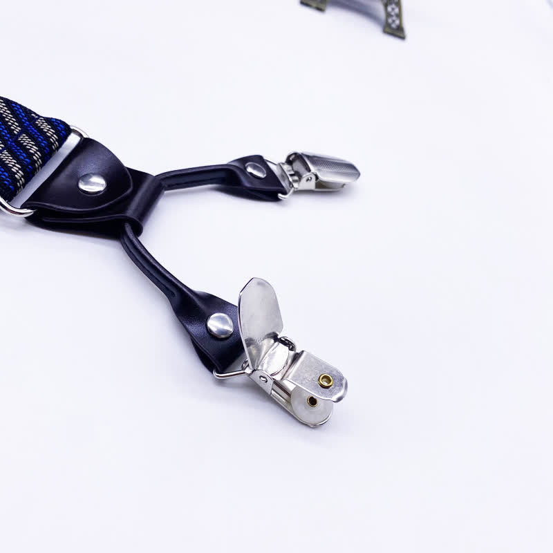 Bretelle regolabili classiche a righe con motivo Paisley a 6 clip - image 4