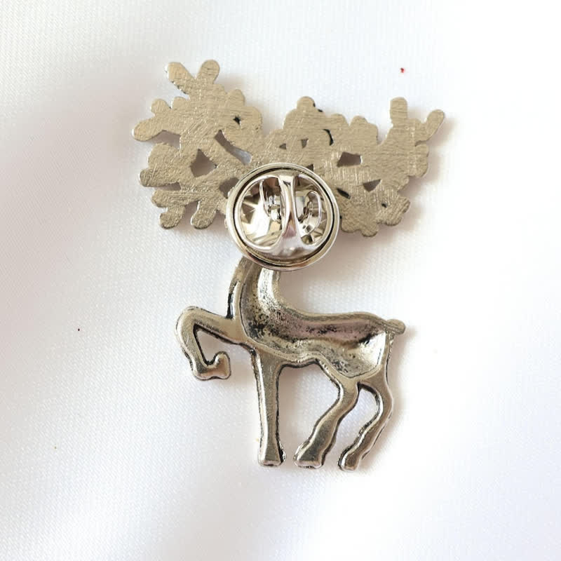 Spilla da uomo con accessorio per abito a forma di cervo d'argento a forma di alce di Natale