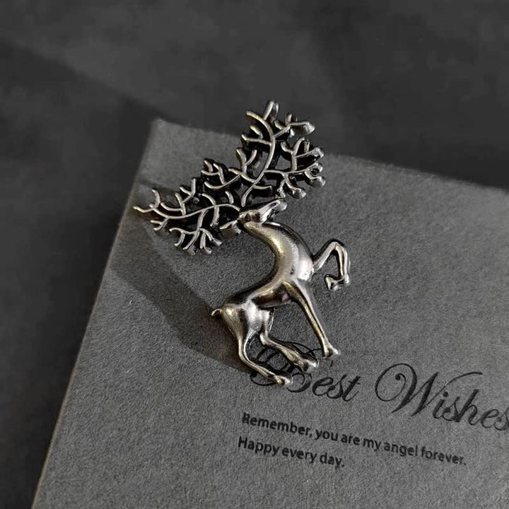 Spilla da uomo con accessorio per abito a forma di cervo d'argento a forma di alce di Natale - Argento - image 0