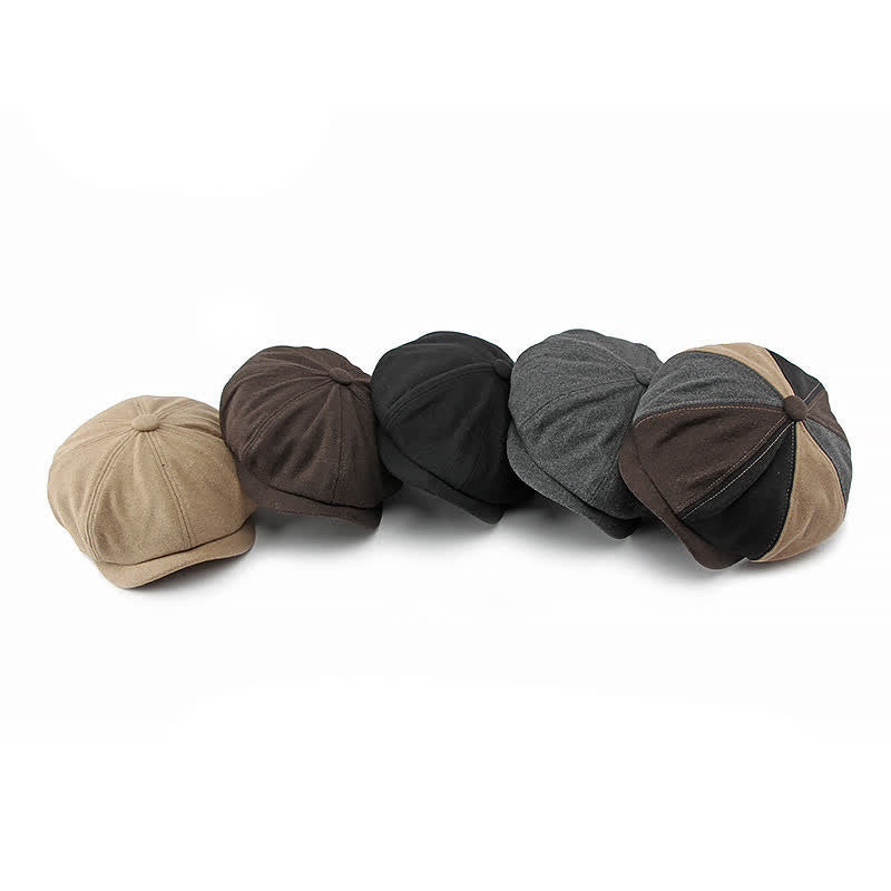 Cappello da giornalaio con basco e cuciture alla moda abbinate ai colori - image 8