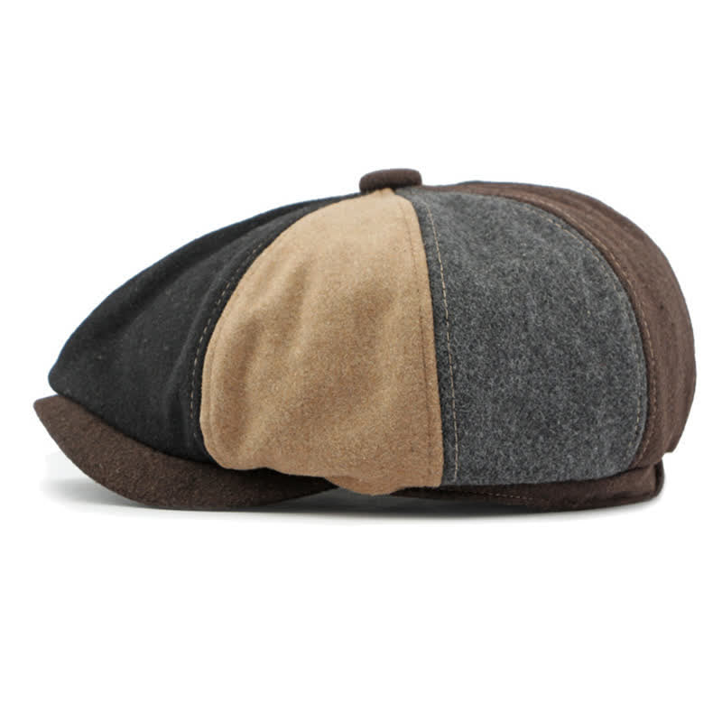 Cappello da giornalaio con basco e cuciture alla moda abbinate ai colori - image 2