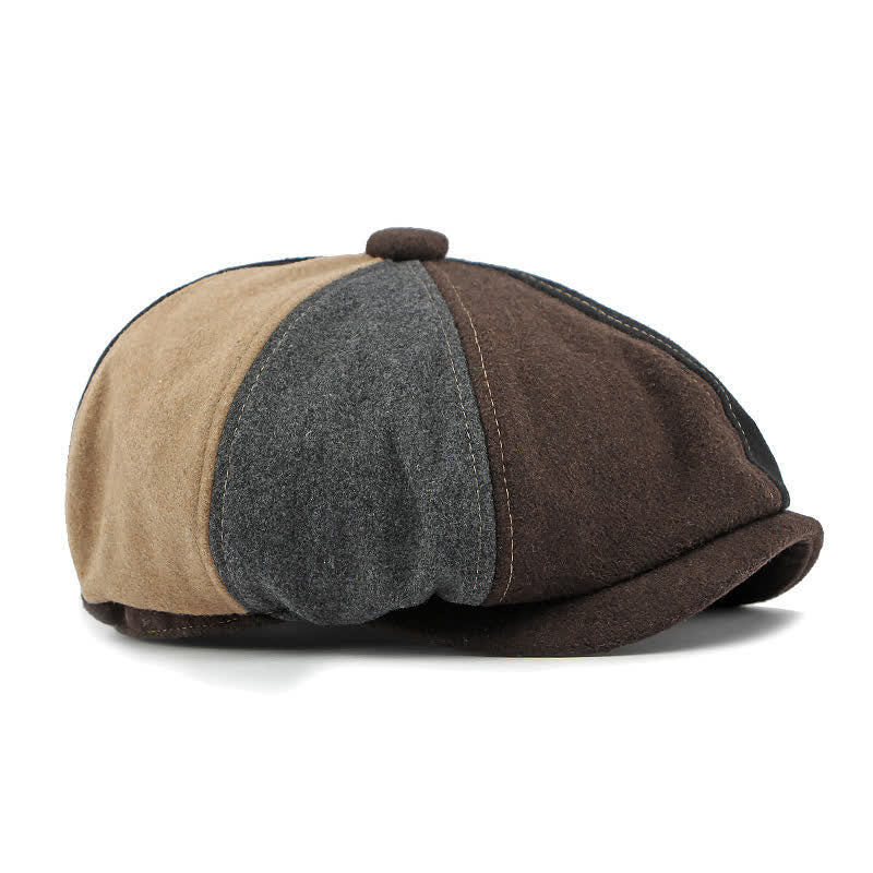 Cappello da giornalaio con basco e cuciture alla moda abbinate ai colori - image 4