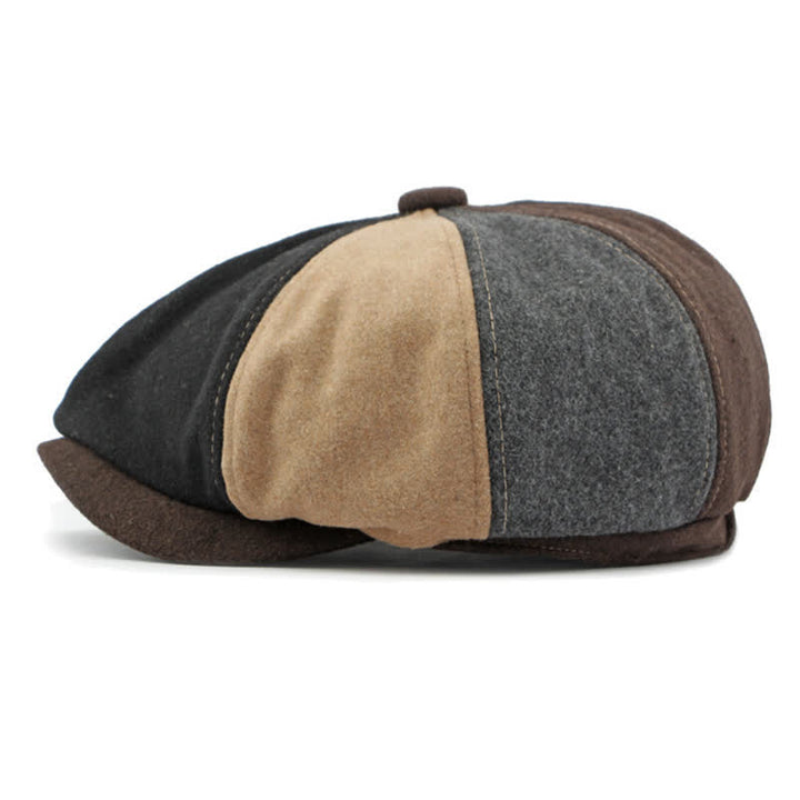 Cappello da giornalaio con basco e cuciture alla moda abbinate ai colori - image 2