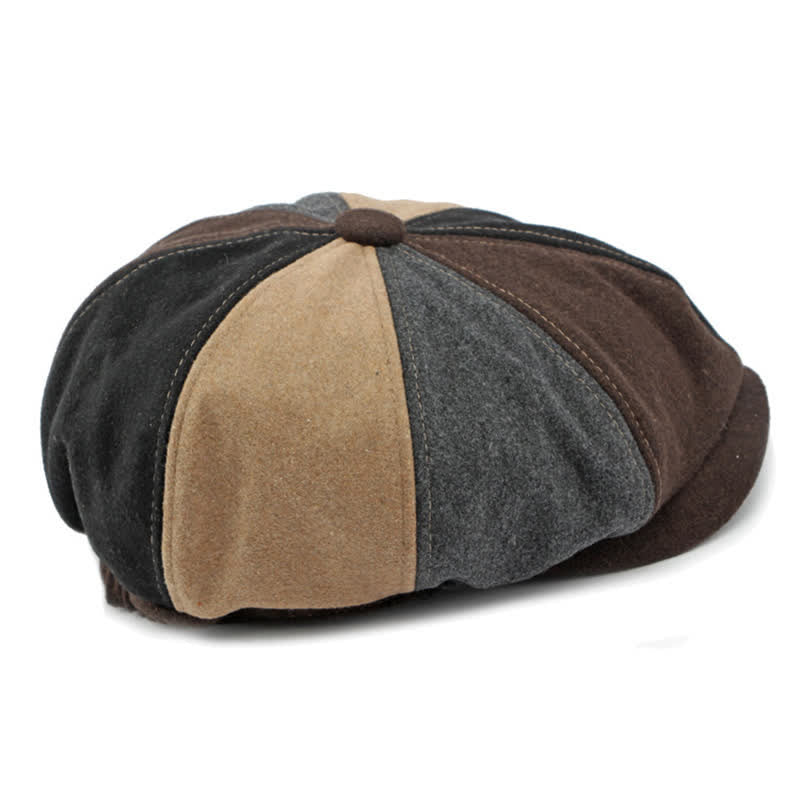 Cappello da giornalaio con basco e cuciture alla moda abbinate ai colori - image 3