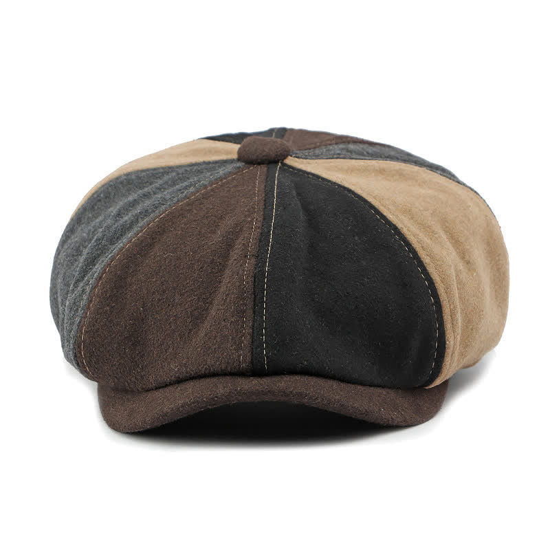 Cappello da giornalaio con basco e cuciture alla moda abbinate ai colori - image 1