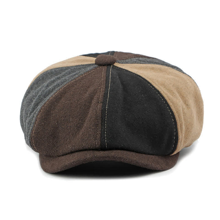 Cappello da giornalaio con basco e cuciture alla moda abbinate ai colori - image 1
