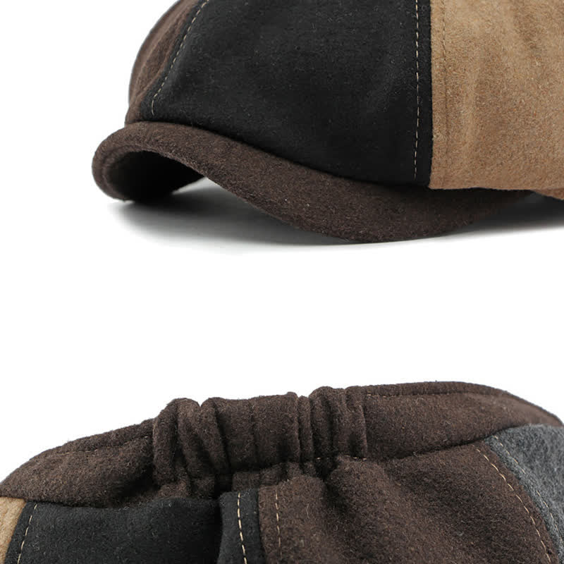 Cappello da giornalaio con basco e cuciture alla moda abbinate ai colori - image 6