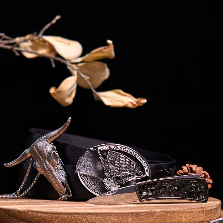 Gadget Western fai da te, fibbia per coltello nascosto, ciondolo a forma di toro Longhorn
