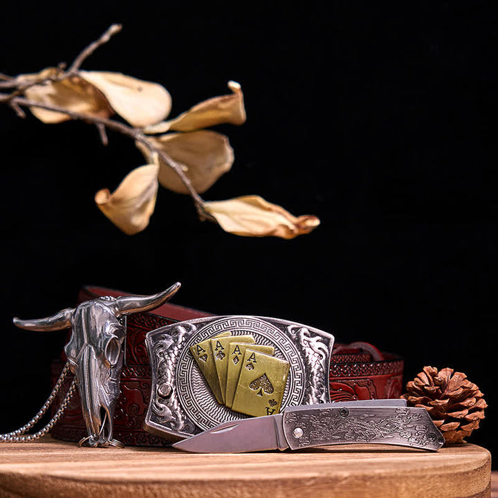 Gadget Western fai da te, fibbia per coltello nascosto, ciondolo a forma di toro Longhorn