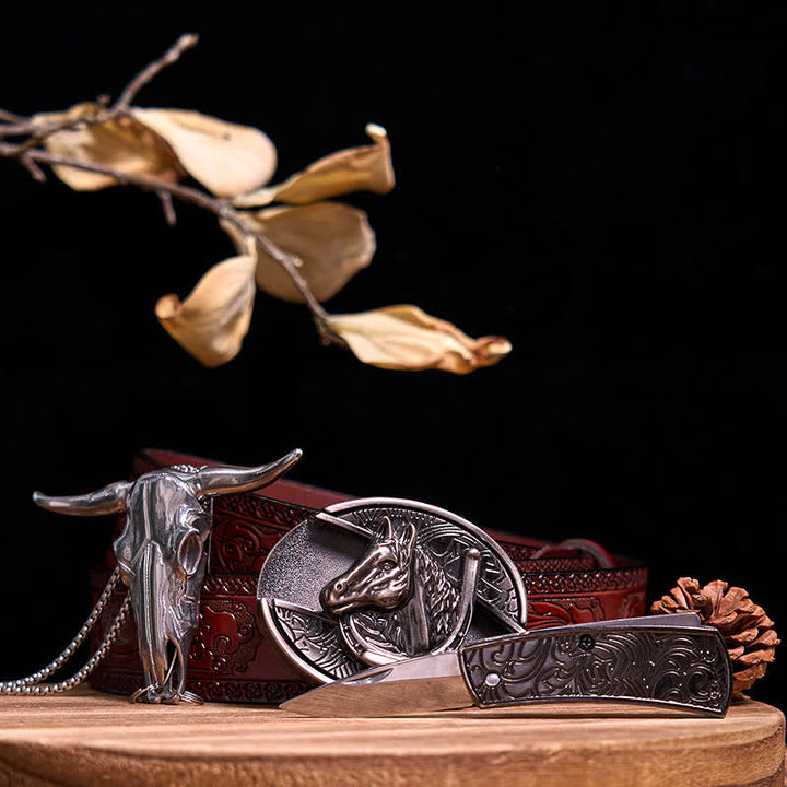 Gadget Western fai da te, fibbia per coltello nascosto, ciondolo a forma di toro Longhorn