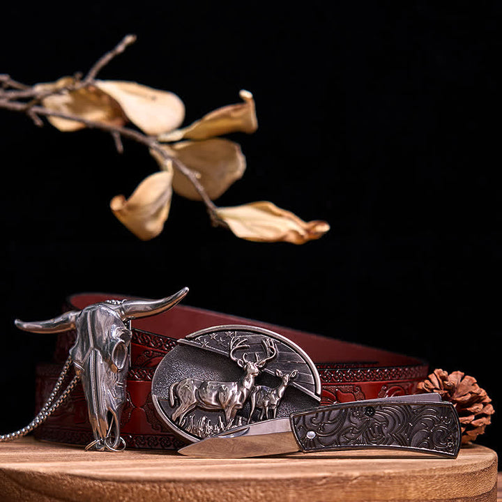 Gadget Western fai da te, fibbia per coltello nascosto, ciondolo a forma di toro Longhorn