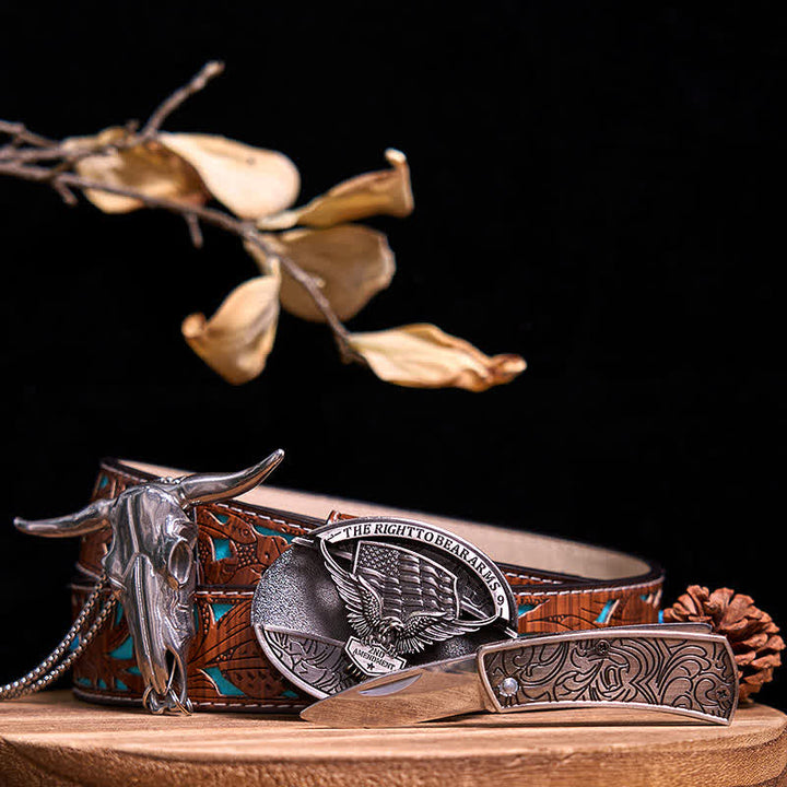 Gadget Western fai da te, fibbia per coltello nascosto, ciondolo a forma di toro Longhorn