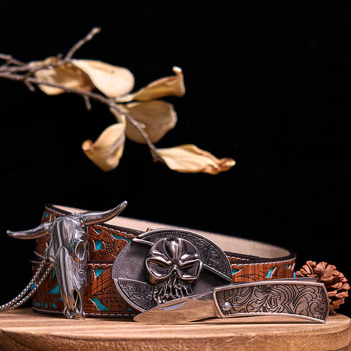 Gadget Western fai da te, fibbia per coltello nascosto, ciondolo a forma di toro Longhorn