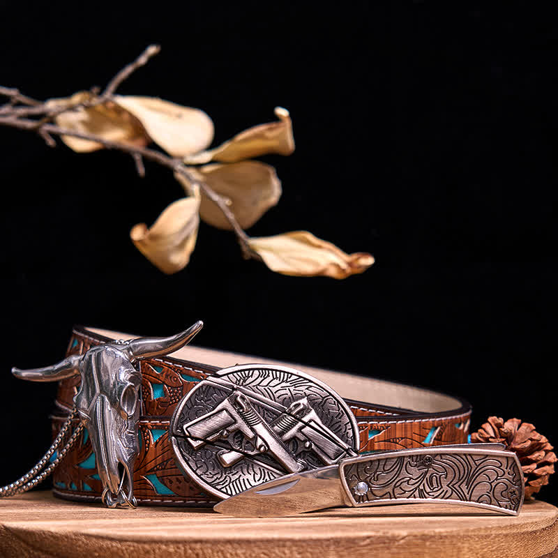 Gadget Western fai da te, fibbia per coltello nascosto, ciondolo a forma di toro Longhorn