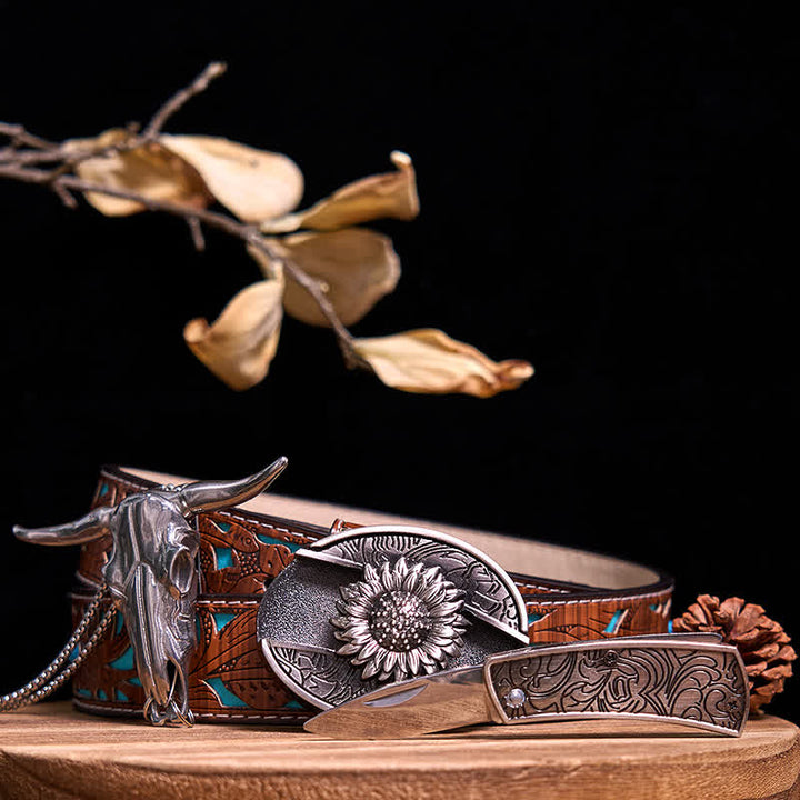 Gadget Western fai da te, fibbia per coltello nascosto, ciondolo a forma di toro Longhorn