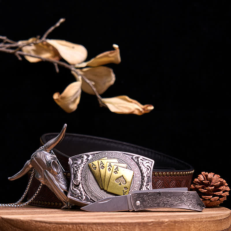 Gadget Western fai da te, fibbia per coltello nascosto, ciondolo a forma di toro Longhorn