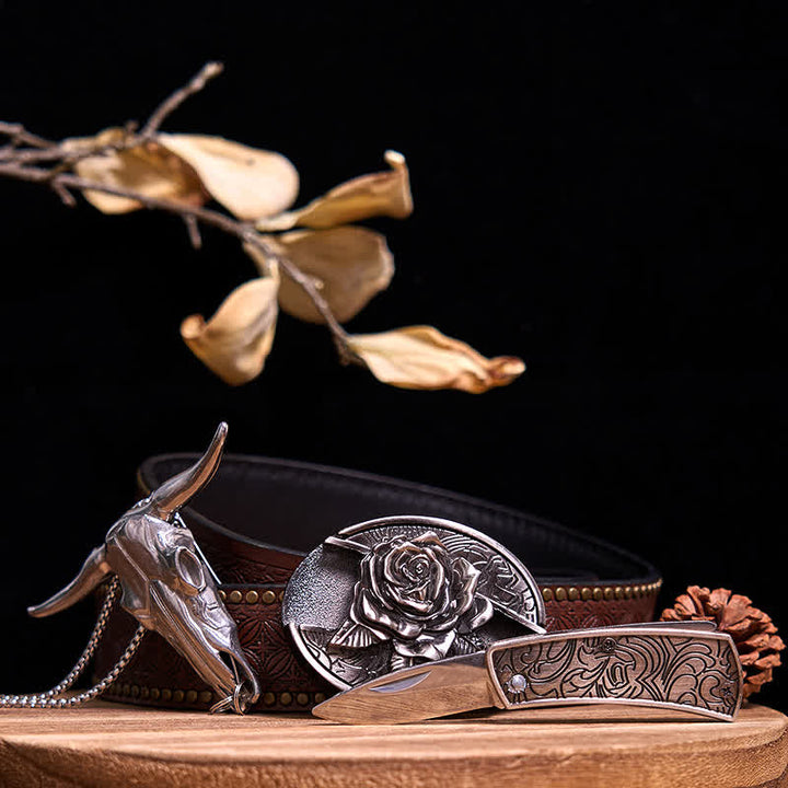 Gadget Western fai da te, fibbia per coltello nascosto, ciondolo a forma di toro Longhorn