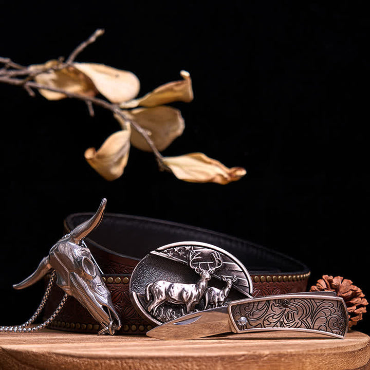Gadget Western fai da te, fibbia per coltello nascosto, ciondolo a forma di toro Longhorn