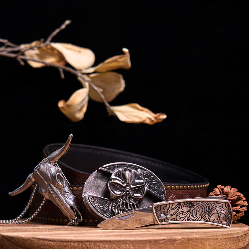 Gadget Western fai da te, fibbia per coltello nascosto, ciondolo a forma di toro Longhorn