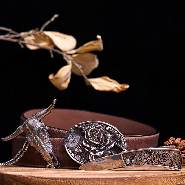 Gadget Western fai da te, fibbia per coltello nascosto, ciondolo a forma di toro Longhorn