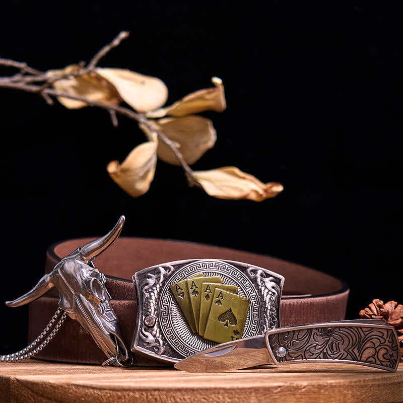 Gadget Western fai da te, fibbia per coltello nascosto, ciondolo a forma di toro Longhorn