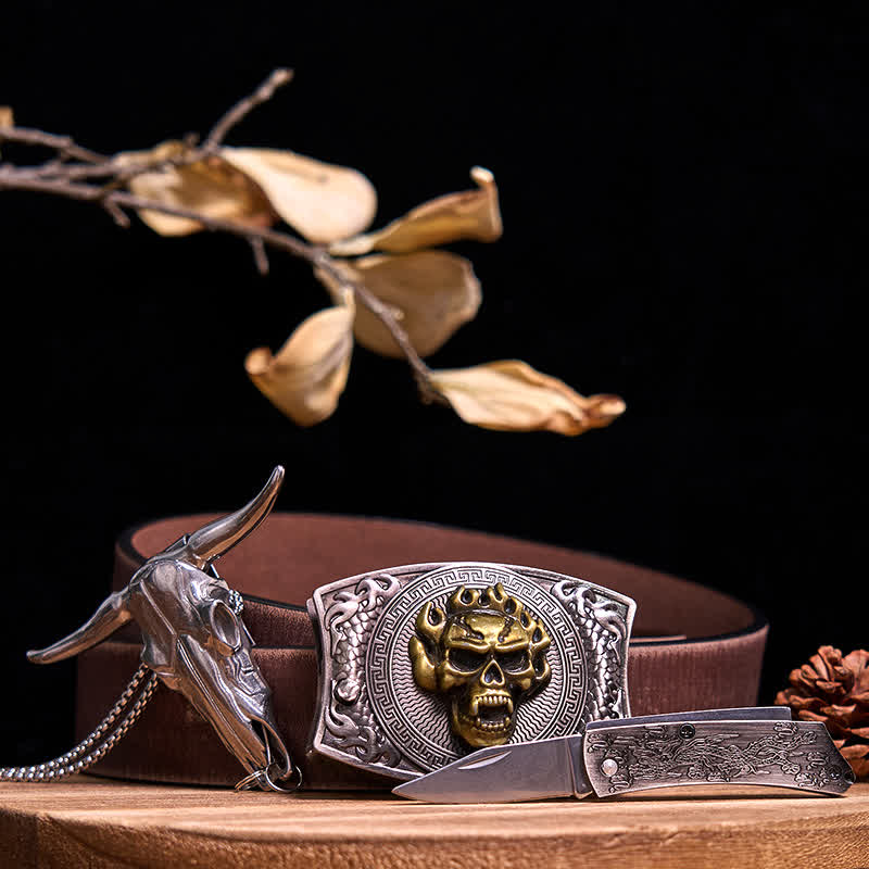 Gadget Western fai da te, fibbia per coltello nascosto, ciondolo a forma di toro Longhorn