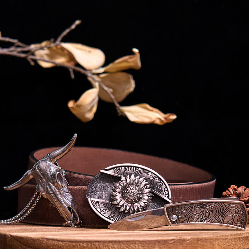 Gadget Western fai da te, fibbia per coltello nascosto, ciondolo a forma di toro Longhorn