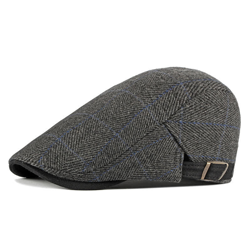 Cappello basco piatto in cotone Gatsby a spina di pesce vintage