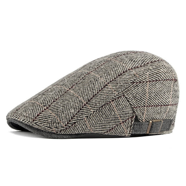 Cappello basco piatto in cotone Gatsby a spina di pesce vintage