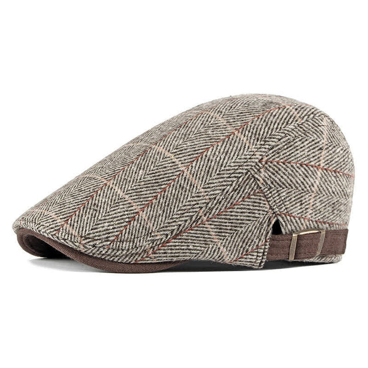 Cappello basco piatto in cotone Gatsby a spina di pesce vintage
