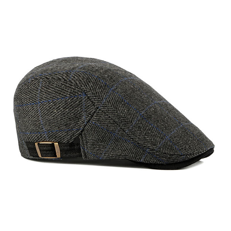 Cappello basco piatto in cotone Gatsby a spina di pesce vintage