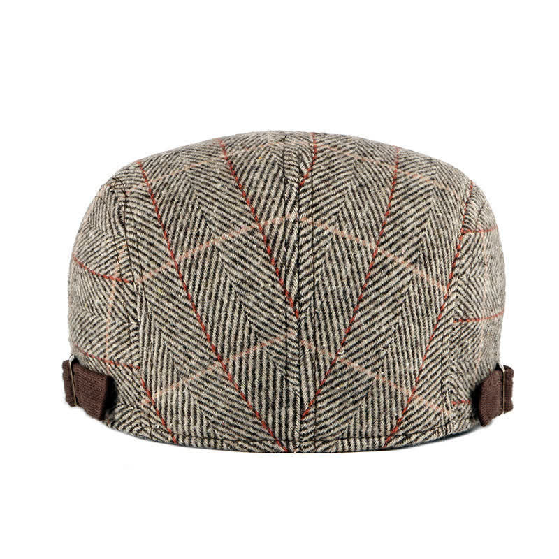 Cappello basco piatto in cotone Gatsby a spina di pesce vintage